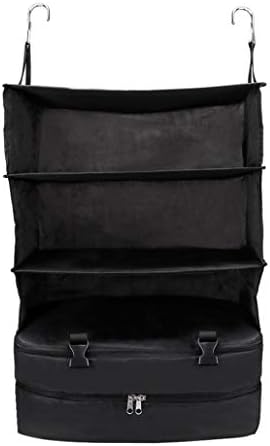 cureture storage bag storage boxes, Portable Luggage System Hanging Travel Shelves 3 Layer Storage Bag Organizer,Multi-function storage bag 3-layer clothing storage bag (black)