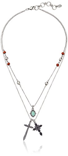 Lucky Brand Silver-Tone Double-Strand Cross Pendant Necklace