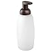 mDesign Modern Glass Refillable Foaming Soap Dispenser Pump Bottle for Bathroom Vanity Countertop, Kitchen Sink - Save on Soap - Vintage-Inspired, Compact Design - Clear Frost/Bronze