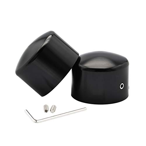 PBYMT Black Front Axle Nut Cover Cap Compatible for Harley Davidson Softail Electra Road King Street Glide Sportster 2002-2020