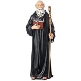Roman Joseph's Studio Inc., St. Benedict Figure, Renaissance Collection, 6.25" H, Resin and Stone, Religious Gift, Decoration, Collection, Durable, Long Lasting