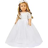 ZITA ELEMENT 1 Set Quality Handmade 18 Inch Doll Bride Wedding Dress with Headband for American Doll Girl Party Gown Dress Clothes Outfits and Hair Accessories
