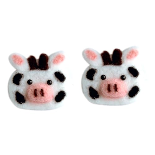 Milisten 2pcs Cow Felt Hair Clip Headband Decoration DIY Craft Accessories for Stylish Appliques for Brooch Jewelry Handcraft