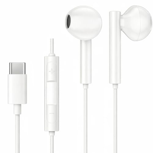 Fones De Ouvido Com Fio Tipo C Microfone Integrado Compativel iPhone 15 15 Pro 15 Pro Max 16 16 Pro Max Com Fio Fones Estéreo Compatíveis ANDROID LG Qualidade Premium