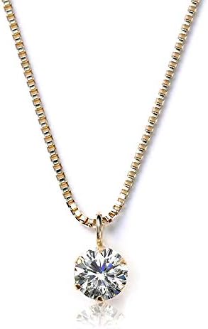 PLUSTER Women’s Diamond Necklace, Dainty 0.08 ct Single Grain K10 Chain, 17.7 inches (45 cm), Gift Box Set, K10YG (Yellow Gold), yelow