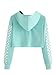 MakeMeChic Women's Pineapple Embroidered Hoodie Plaid Crop Top Sweatshirt Blue Small