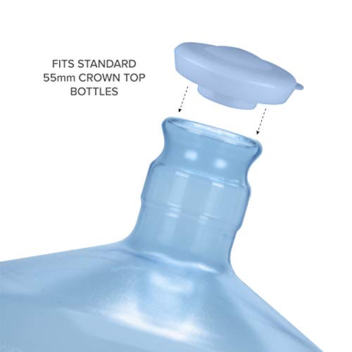 Brio Dew Cap Crown Top Replacement Cap - 4 Pack - 55mm Snap On Cap for Crown top lids for 3 & 5 Gallon Water Bottles (Blue)