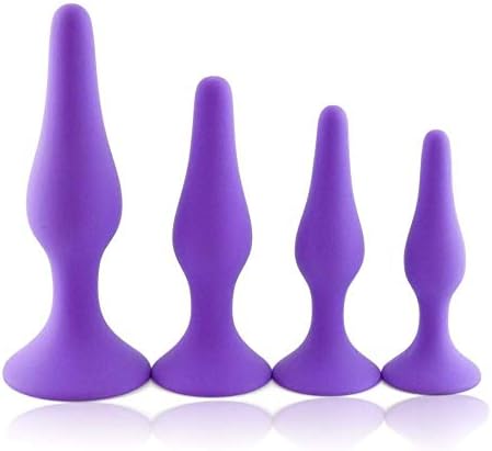 Set of 4 Soft Silicone Bu~tt P~lu~g Toys - Stimulator Trainer Kit - 4 pcs Pack - Best Idea for Gift for Women - Purple