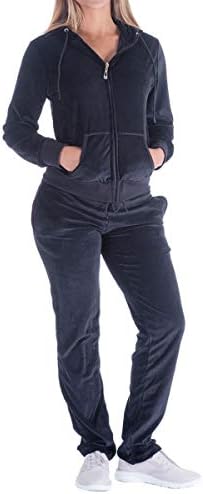 Women's 2 Piece Outfits Velvet Zip Hoodie Sweatshirt & Sweatpants Sweatsuits and Velour Tracksuit Sets Jogging Suit