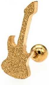 CWS Mens Gold Guitar Earring Stud Screw Back Earrings 1 Piece ONLY