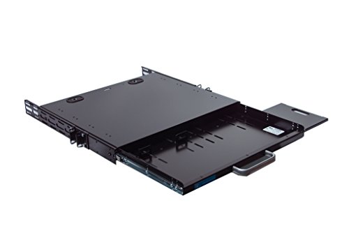 1U Compact rack mount keyboard drawer with retractable mouse pad for right or left hand operator supports 2 post 19" rack cabinet