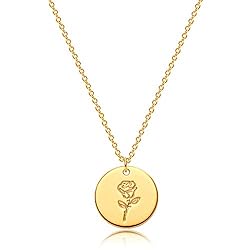 MEVECCO Birth Month Flower Necklace - 18k Gold