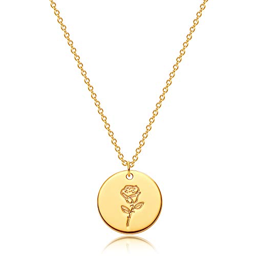 MEVECCO Birth Month Flower Necklace - 18k Gold