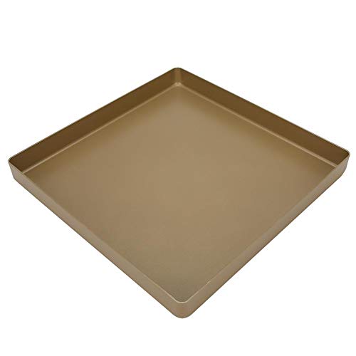 28x28x3cm Cookie Backing Trays, Gold Aluminum Alloy Square Shape Non-Stick Baking Tray Bread Pizza Tray Baking Tool for Cookie Baacking