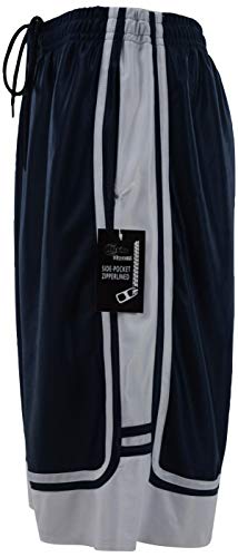 ChoiceApparel Mens Two Tone Training/Basketball Shorts with Pockets (S up to 4XL) (S, Zippered-Navy/White)