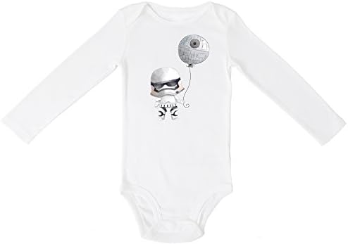 Aribella Collection Baby Boys Infant Toddler Stormtrooper Death Star Balloon Star Wars Inspired Bodysuit Size 3 Months Long Sleeve White Color