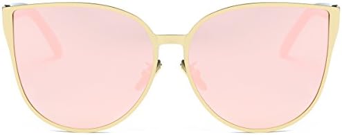 LKEYE Oversized Cat eye Sunglasses Metal Frame Mirror Lens Eyewear LK1704