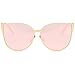 LKEYE Oversized Cat eye Sunglasses Metal Frame Mirror Lens Eyewear LK1704 Gold Frame/Pink lens