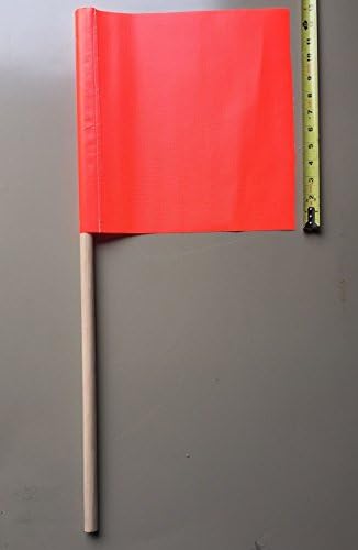 Pair of Safety Flag SF 13-30 13-Inch Vinyl Safety Flags with Red/Orange Dowel, Model: SF13-30
