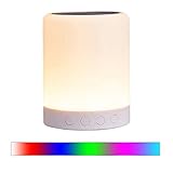 HHfuBin Night Lamp for Bedroom with Bluetooth Speaker, Night Lights Touch Sensor Control, USB Port, Speakerphone / TF Card / AUX-IN Supported (White)