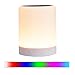 HHfuBin Night Lamp for Bedroom with Bluetooth Speaker, Night Lights Touch Sensor Control, USB Port, Speakerphone / TF Card / AUX-IN Supported (White)