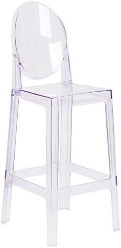 MFO Ghost Barstool in Transparent Crystal with Oval Back