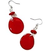 Tagua earrings in red, dangle Earrings TAG222b, organic earrings