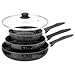 Stone Magic Marble Coated Frying Pan's with a Large Glass Lid, Set of 3