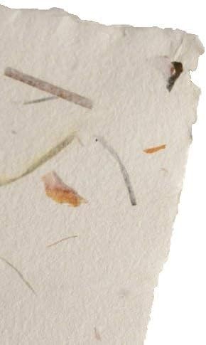 Hadmade Paper / Handgschpft./A5 / White with Grass and Zwieb./Deckle Edge / 180 g / M ²/10 Sheets Pckng