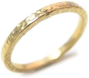 ZilverPassion Sterling Silver Hammered 1.5mm Thin Plain Band Stackable Ring Rose Gold Plated, Polished Finish (Gold Plated, 7.5)