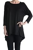 A.S Women's Rayon Span High & Low Tunic with 3/4 Sleeves-Solid-MADE IN USA