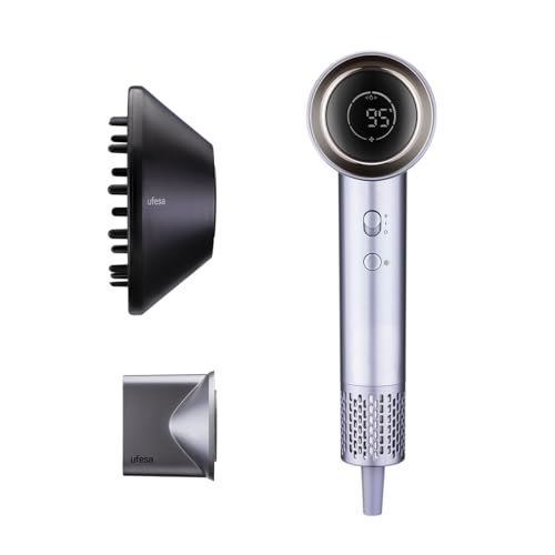 Ufesa Asciugacapelli Ion Plasma Lux, sensore di temperatura, motore 110.000 rpm, generatore di ioni, schermo digitale, elimina il crespo, accessori magnetici, 2 velocita 2 temperature,silenzioso