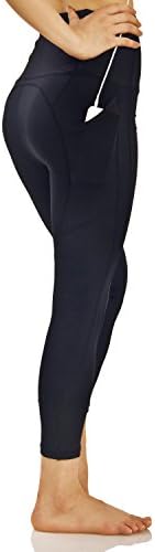 LINYING Womens Total Coverage Compression High Waist Workout Capri Leggings Fitness Pants,Yoga Tight Pants With Pockets For Women Sports Pants-M-Black