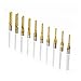 SHINA 10Pcs 1.5-3.175 mm Titanium Coat Carbide End Mill Engraving Bits CNC Rotary Burrs Set Tool PCB Mould Plastic Fiber Carbon Fiber Hardwood, 1/8'' Shank