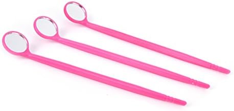 Disposable Mouth Exam Reflector Mirrors - Plastic Anti-fog Lens, Oral Hygiene Care Tool (100pcs) (Pink)