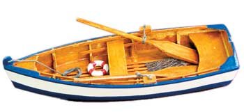 miniature wooden row boat replica 8-inch realistic