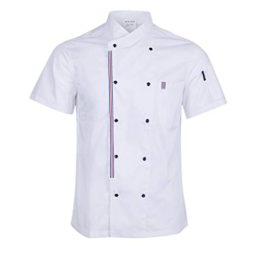 image for Prettyia Breathable Summer Chef Jackets Coat Short Sleeves Kitchen Uni