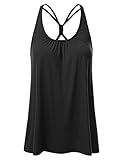 JJ Perfection Woman's Solid Racerback Flare Tank Top With Cinched Back