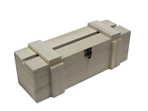 Wooden Box Wine Bottle Case Crate Storage Unpainted Decoupage Craft Long Gift