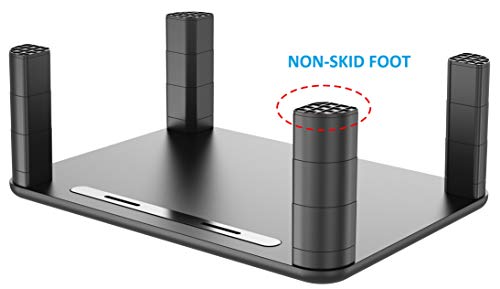 2-Pack Adjustable Monitor Stand with Storage Organization. Sturdy, Durable, No-Vibration Support. Convenient Slots for Tablet or Phone & Cables. Perfect Riser for Laptop, Printer. Stylish Black