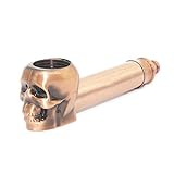 Exclusively Designed Bronze Retro Mini Skull with Detachable Private Tool, 5 Stainless Steel mesh Filters, 3 in 1 Scraper and Cleaning Cloth