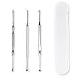 3 Pieces Stainless Steel Ear Pick with Storage Box Silver-JUNING