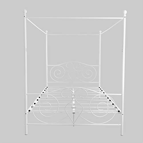 JURMERRY Canopy Bed with Sturdy Metal Frame Premium Steel Slat Support
