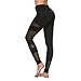 FEIVO Yoga Pants, Women's Power Flex Yoga Pants Tummy Control Workout Yoga Capris Pants Leggings,Mesh-black5,Medium