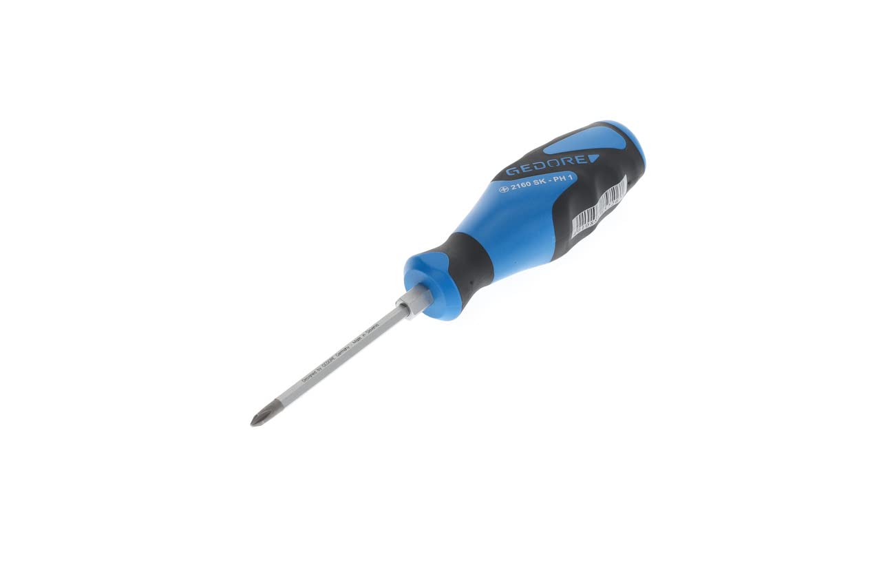 GEDORE Screwdriver Phillips PH0 with striking cap, Screwdriver, 3-component handle, length 185 mm, Tool, 2160SK PH 1