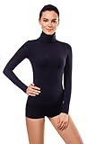MD Basic Slim Fit Long Sleeve Turtleneck T-Shirt Thermal Underwear Waist Tummy and Bust Shaper BlackM