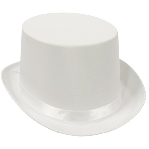 White Satin Deluxe Top Hat by Beistle