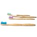 Natural Organic Bamboo Toothbrush - Biodegradable Wood Soft BPA Free with Colored Bristles - Kids and Adults - Pack of Four - By Green Smiles