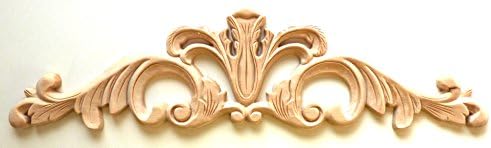 15-1/2"W X 4-1/8"H X 3/8"TH, Hand Carved Hard Birch wood Acantus Style Applique Onlay Corbel.