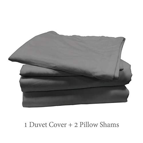INGALIK Bedding 3 Piece Duvet Cover Set Queen Size with Zipper Closure Ultra Soft Breathable 100% Washed Microfiber Hotel Luxury Solid Color Collection 3pc (1 Duvet Cover + 2 Pillow Shams) Dark Gray